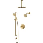 Rohl Apadana Transitional Brass Pressure Balanced, Thermostatic Shower System with Shower Head, Hand Shower, Slide Bar, Shower Arm, Hose, and Valve Trim Antique Gold