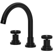 Rohl Campo 1.2 GPM Widespread Bathroom Faucet with Wheel Handles and Pop-Up Drain Assembly Matte Black