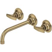 Rohl Graceline 1.2 GPM Wall Mounted Widespread Bathroom Faucet Antique Gold