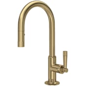 Rohl Graceline 1.8 GPM Single Hole Pull Down Bar Faucet Antique Gold