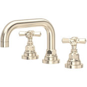 Rohl San Giovanni 1.2 GPM Widespread Bathroom Faucet with Pop-Up Drain Assembly Satin Nickel