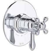 Rohl Arcana Two Independent Function Thermostatic Valve Trim Only with Single Cross / Lever Handle, Integrated Diverter, and Volume Control - Less Rough In Polished Chrome