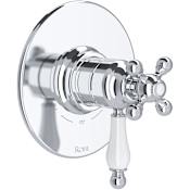 Rohl Arcana Two Independent Function Thermostatic Valve Trim Only with Single Cross / Lever Handle, Integrated Diverter, and Volume Control - Less Rough In Polished Chrome