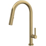 Rohl Tenerife 1.75 GPM Single Hole Pull Down Kitchen Sink Faucet Antique Gold