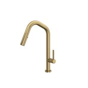 Rohl Tenerife 1.75 GPM Single Hole Pull Down Kitchen Faucet Antique Gold