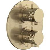 Rohl Tenerife Six Function Thermostatic Valve Trim Only with Dual Lever Handles, Integrated Diverter, and Volume Control - Less Rough In Antique Gold