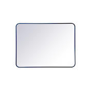 Roseto Formiae 36" W x 27" H Contemporary Rectangular Framed Bathroom Wall Mirror Blue