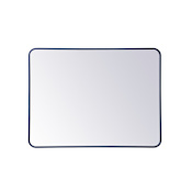 Roseto Formiae 30" W x 40" H Contemporary Rectangular Framed Bathroom Wall Mirror Blue