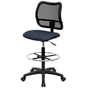 Roseto 22 Inch Wide Fabric Drafting Chair Navy Blue