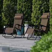 Roseto Zero Gravity 26" Wide Two Piece Steel Framed Mesh Lounge Chair Set Brown