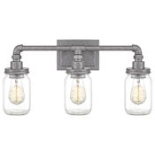 Roseto Wallace 3 Light 22" Wide Bathroom Vanity Light Galvanized