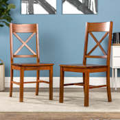 Roseto Set of (2) 18" Wide X-Back Wood Dining Chairs Antique Brown