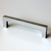Rusticware Modern 4" Center to Center Square Handle Cabinet Pull with Backplates Chrome