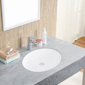 Ruvati Krona 21-1/2" Oval Porcelain Undermount Bathroom Sink with Overflow White