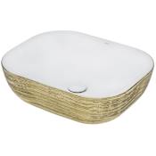Ruvati Pietra 20" Rectangular Porcelain Vessel Bathroom Sink Gold / White