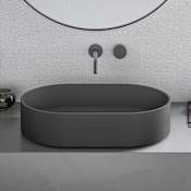 Ruvati Omnia 22-3/4" Oval EpiStone Solid Surface Vessel Bathroom Sink Matte Black