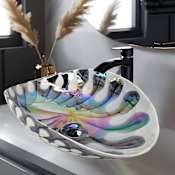 Ruvati Murano 18-1/2" Specialty Glass Vessel Bathroom Sink Spira Luxe Pearl White