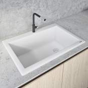 Ruvati epiGranite 33" Drop In Single Basin Sound Proof Granite Composite Kitchen Sink with Basket Strainer Arctic White