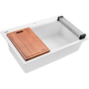 Ruvati epiGranite 33" Drop In Single Basin Granite Composite Kitchen Sink Arctic White