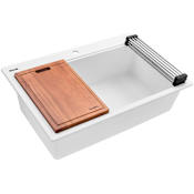 Ruvati epiGranite 33" Drop In Single Basin Granite Composite Kitchen Sink with Cutting Board Arctic White