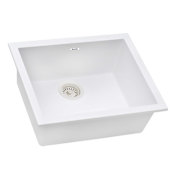 Ruvati epiGranite 22-7/8" Undermount Single Basin Granite Composite Kitchen Sink with Basket Strainer Arctic White