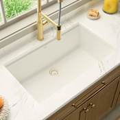 Ruvati epiGranite 32-1/2" Undermount Single Basin Granite Composite Kitchen Sink with Basket Strainer Arctic White