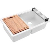 Ruvati epiGranite 32-1/2" Undermount Double Basin Granite Composite Kitchen Sink with Cutting Board Arctic White