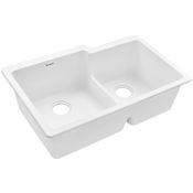 Ruvati epiGranite 33" Undermount Double Basin Sound Proof Granite Composite Kitchen Sink Arctic White