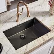 Ruvati Terraza 33" Undermount Single Basin Stainless Steel Kitchen Sink with Basin Rack and Basket Strainer Gunmetal Black