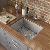 Ruvati Nesta 23" Undermount Single Basin 16 Gauge Stainless Steel Kitchen Sink with Basin Rack and Basket Strainer Stainless Steel