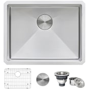 Ruvati Gravena 23" Undermount Single Basin 16 Gauge Stainless Steel Kitchen Sink with Basin Rack and Basket Strainer Stainless Steel