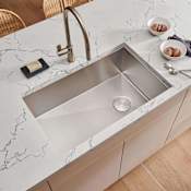 Ruvati Tribeca 32" Undermount Single Basin 16 Gauge Stainless Steel Kitchen Sink with Basin Rack and Basket Strainer Stainless Steel