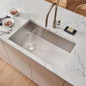 Ruvati Tribeca 36" Undermount Single Basin Stainless Steel Kitchen Sink with Basin Rack and Basket Strainer Stainless Steel