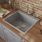 Ruvati Tirana Pro 21" Drop In Single Basin Stainless Steel Kitchen Sink with Basin Rack and Basket Strainer Stainless Steel