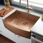 Ruvati Terraza 30" Farmhouse Apron-Front Single Basin Stainless Steel Kitchen Sink Copper Tone Matte Bronze