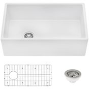 Ruvati Fiamma 30" Farmhouse Apron-Front Single Basin Fireclay Kitchen Sink White