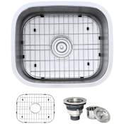 Ruvati Parmi 20-3/4" Undermount Single Basin 16 Gauge Stainless Steel Kitchen Sink with Basin Rack and Basket Strainer Stainless Steel