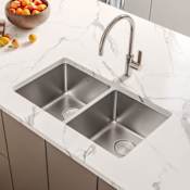 Ruvati Modena 31" Undermount Double Basin 16 Gauge Stainless Steel Kitchen Sink with 2 Basin Racks and 2 Basket Strainers Stainless Steel
