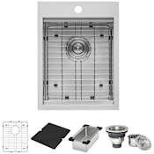 Ruvati Merino 15" Drop-In Single Basin Stainless Steel Kitchen Sink Includes Basket Strainer and Sink Grid Stainless Steel