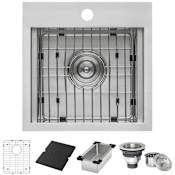 Ruvati Merino 15" Drop-In Single Basin Stainless Steel Kitchen Sink Includes Basket Strainer and Sink Grid Stainless Steel