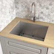 Ruvati Forma Single Basin Kitchen Sink with Basin Rack and Basket Strainer Stainless Steel