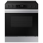 Samsung Bespoke 30 Inch Wide 6.3 Cu. Ft. Slide In Fingerprint Resistant Electric Range with Air Fry and Steam Clean Stainless