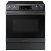 Samsung 30 Inch Wide 6.3 Cu. Ft. Slide In Electric Range with True Convection and No Preheat Air Fry Max Matte Black Steel