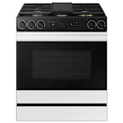 Samsung Bespoke 30 Inch Wide 6 Cu. Ft. Slide In Gas Range with Griddle and Storage Drawer White Glass