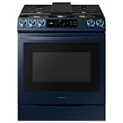 Samsung Bespoke 30 Inch Wide 6 Cu. Ft. Slide In Gas Range with Smart Dial and Air Fry Navy Steel