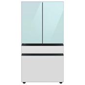 Samsung Bespoke 36 Inch Wide 29 Cu. Ft. Energy Star Certified 4-Door French Door Refrigerator with Beverage Center Morning Blue Glass / White Glass
