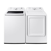 Samsung 27 Inch Wide 4.5 Cu. Ft. Top Load Washer and 27 Inch Wide 7.2 Cu. Ft. Electric Dryer Laundry Pair with Vibration Reduction Technology+ White