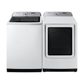 Samsung 28 Inch Wide 5.1 Cu. Ft. Top Load Washer and 27 Inch Wide 7.4 Cu. Ft. Gas Dryer Laundry Pair White