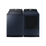 Samsung 28 Inch Wide 5.4 Cu. Ft. Top Load Washer and 27 Inch Wide 7.4 Cu. Ft. Electric Dryer Laundry Pair with Pet Care Wash Cycle Brushed Navy