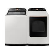 Samsung 28 Inch Wide 5.5 Cu. Ft. Top Load Washer and 27 Inch Wide 7.4 Cu. Ft. Electric Dryer Laundry Pair Ivory